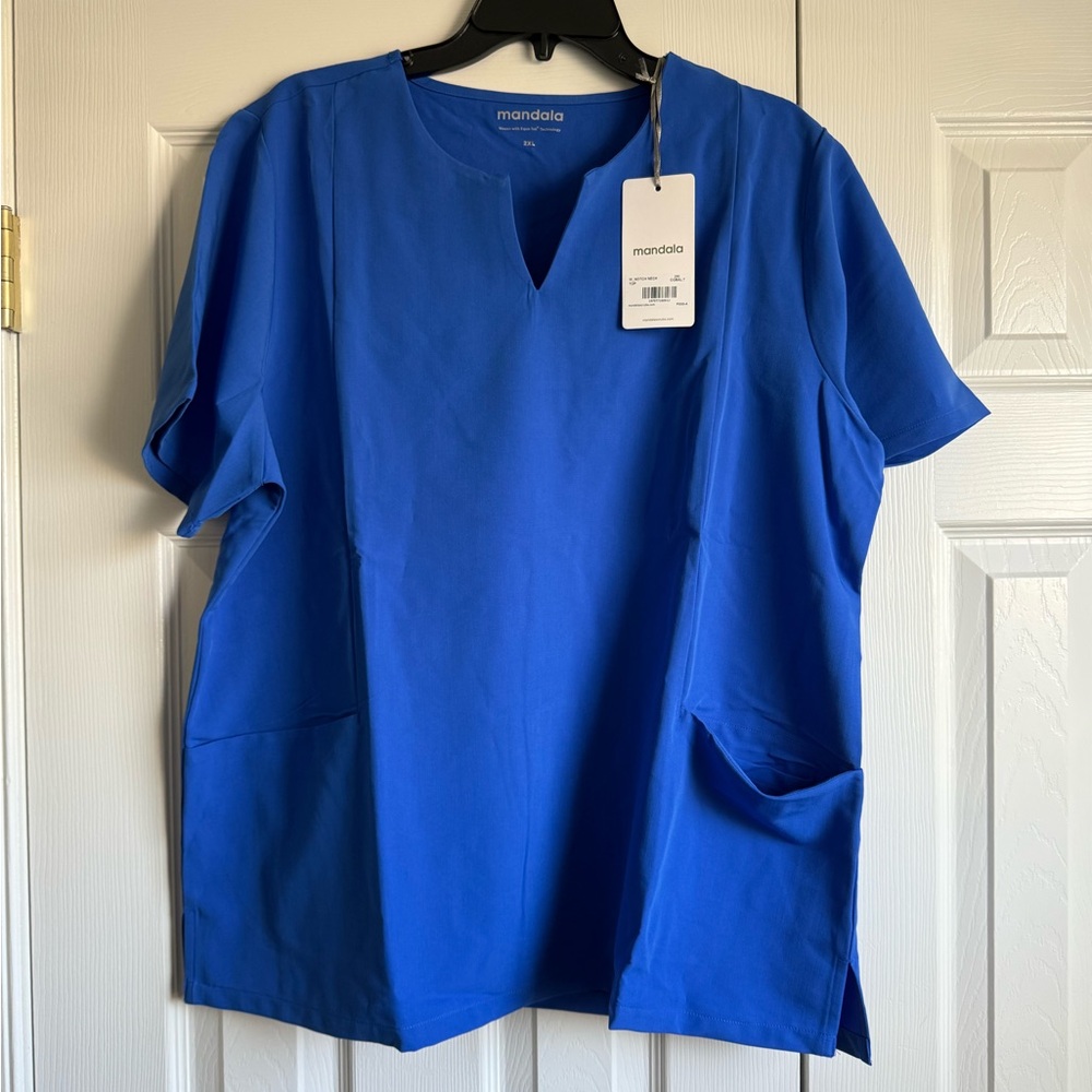 Mandala Blue Scrub Top